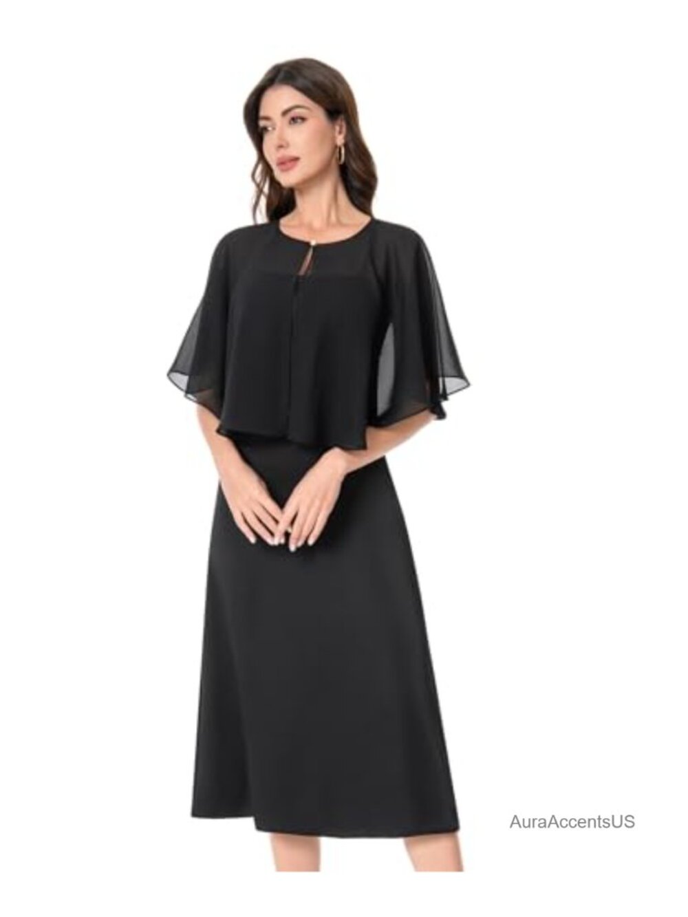 Women's Chiffon Capelet Shawl Wrap Elegant Lightweight